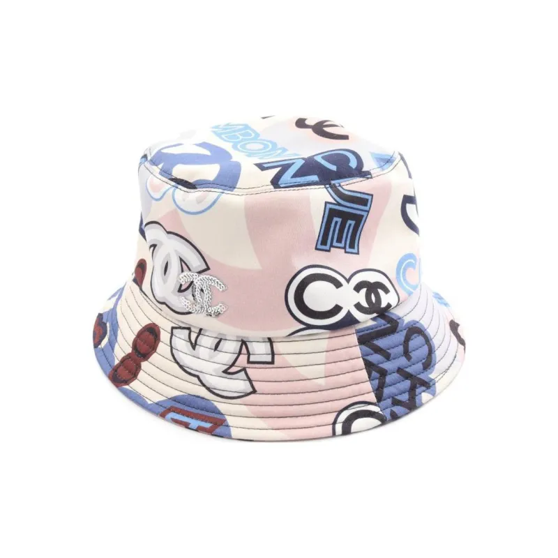 CHANEL 1986-1988 Logo-print Bucket Hat-0