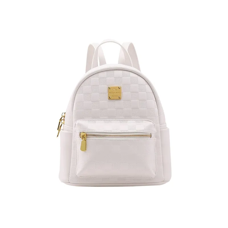 TTaG．baG Microfiber Synthetic Leather Backpack Women's White/Black-0