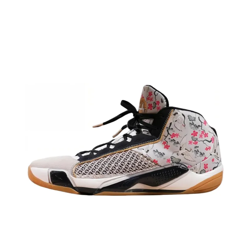 Jordan Air Jordan 38 PE Anti-Slip Wear-Resistant Mid-Top Basketball Shoes Men's White Black Red-0