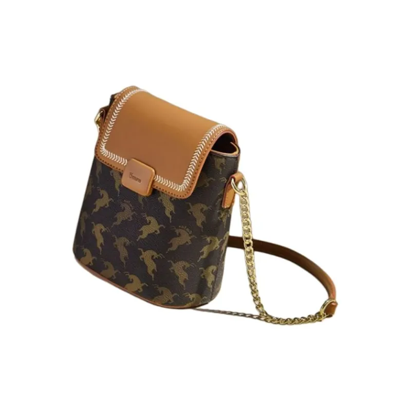 15 MINS PVC And Synthetic Leather Crossbody Bag Shoulder Bag Small Size Women's Coffee-2