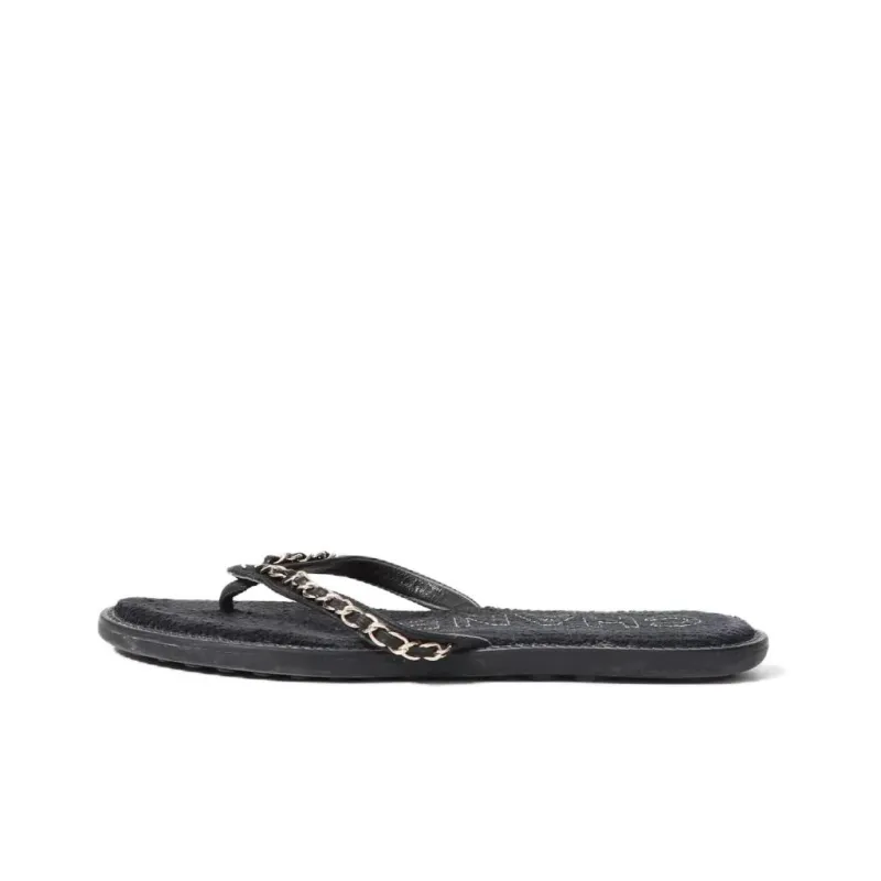 CHANEL Flip Flops Women's Black-0