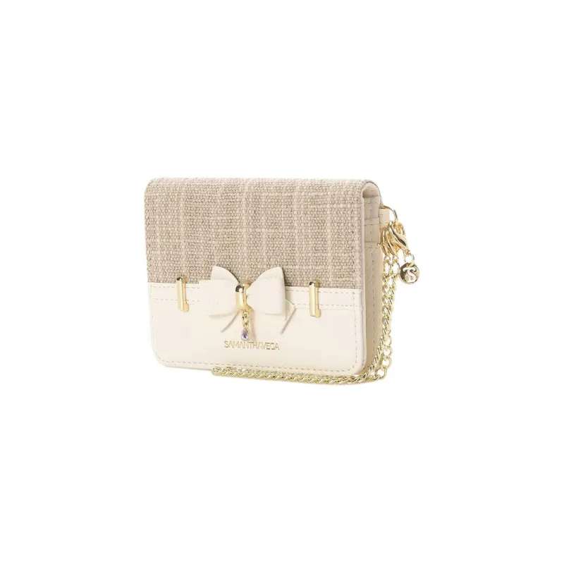 SAMANTHA THAVASA Cotton Synthetic Leather And Polyester Blend Card Holder Women's White-1