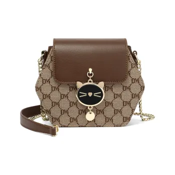 Kevin Cohen Synthetic Leather, Textile Mosaic Shoulder Bag, Crossbody Bag Regular Women's Coffee