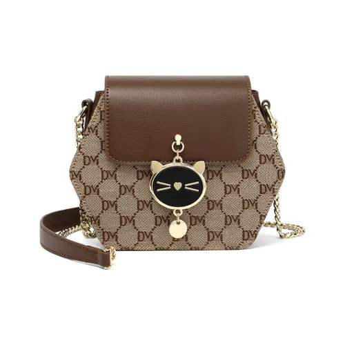 Kevin Cohen Synthetic Leather, Textile Mosaic Shoulder Bag, Crossbody Bag Regular Women's Coffee