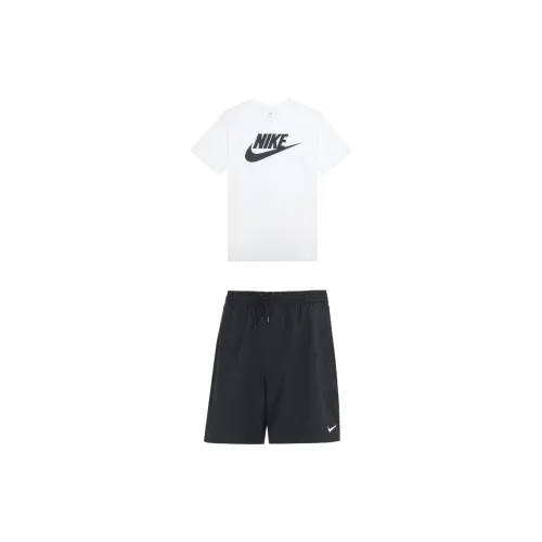 Nike Casual Sportswear Men White Tops+Black Shorts