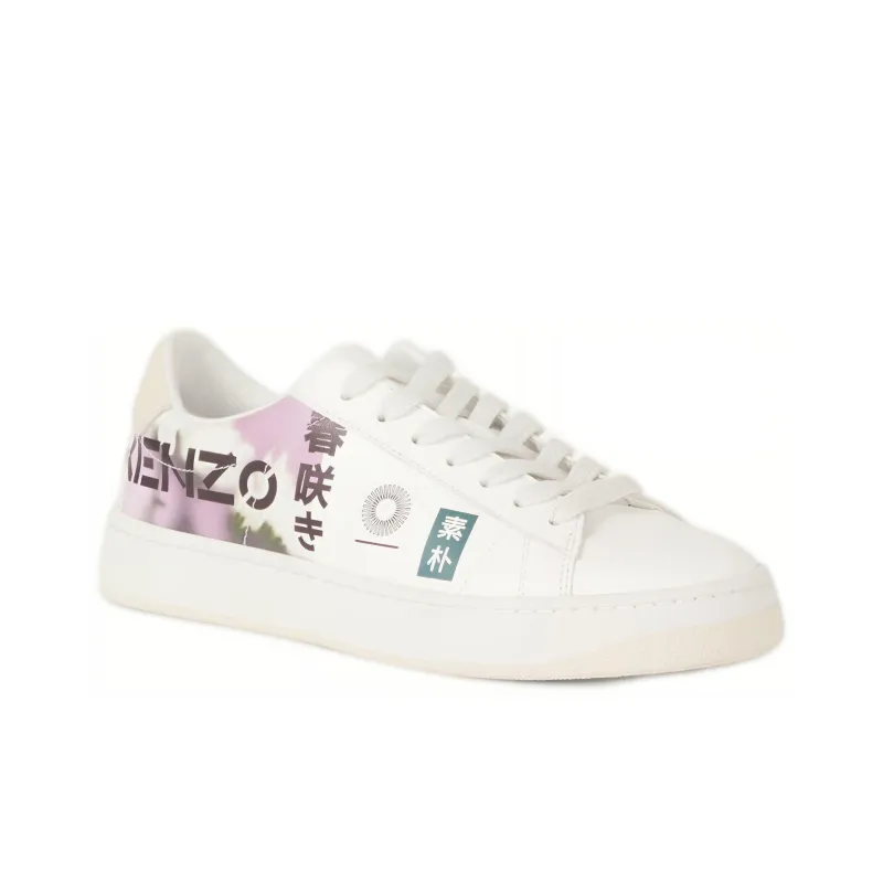KENZO Kourt Stylish Skateboarding Shoes Women's White Purple-1