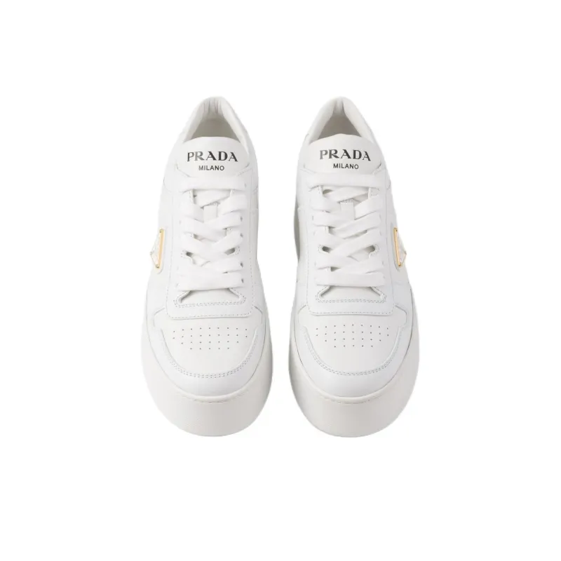 PRADA Downtown Bold Low Top Skateboard Shoes 5cm Women's White-4