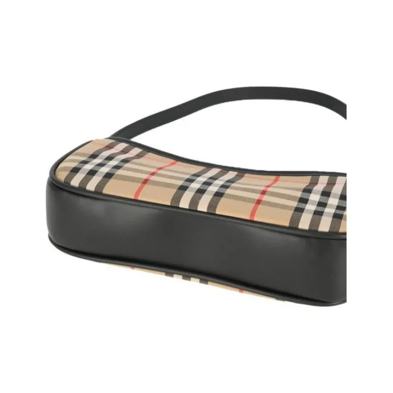 Burberry Calfskin With Cotton Handbag, Shoulder Bag Women's Beige & Black-2