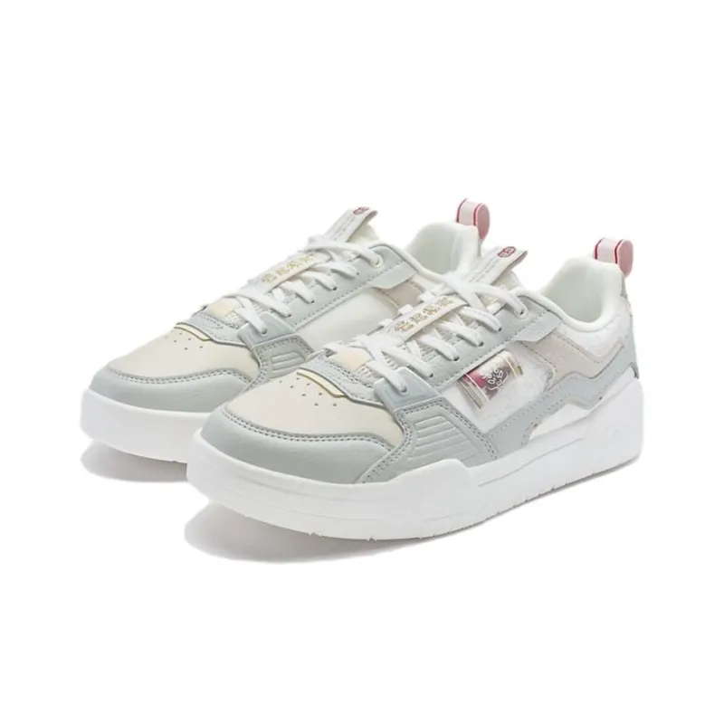 XTEP New Year Collection Anti Slip Wear Resistant Low Top Skateboard Shoes Women's White Green-2