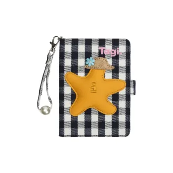 Tagi. Pearl Plaid Handle Chain Passport Holder Small Size Unisex Multicolor