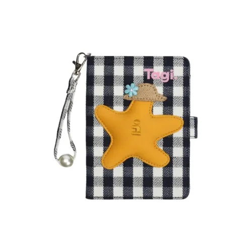 Tagi. Pearl Plaid Handle Chain Passport Holder Small Size Unisex Multicolor