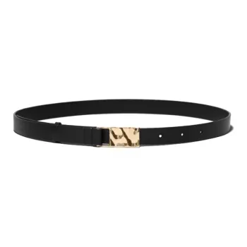 Other Stories Square Sculptural Smooth Buckle Leather Belts Women's Black Width: 2cm