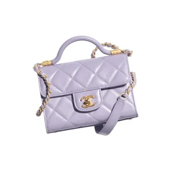 CHANEL Sheepskin Flap Bag, Shoulder Bag, Crossbody Bag, Handbag Mini Women's Taro Purple