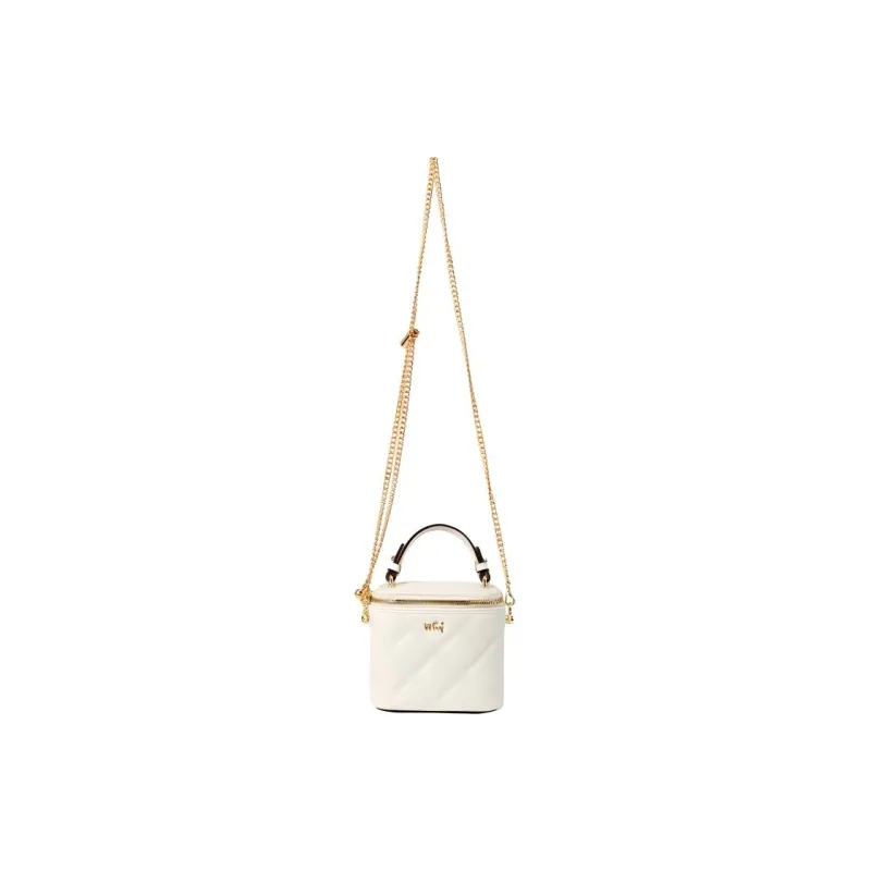 Why Cow Leather Shoulder Bag, Crossbody Bag, Handbag Mini Women's White/Black/Hyacinth Purple-1