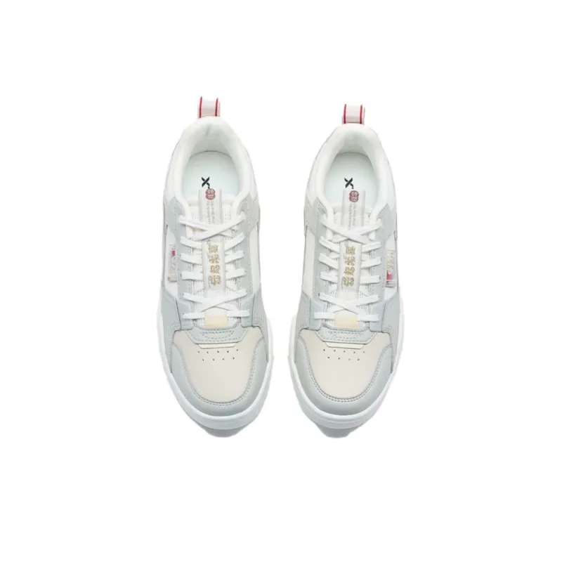 XTEP New Year Collection Anti Slip Wear Resistant Low Top Skateboard Shoes Women's White Green-4