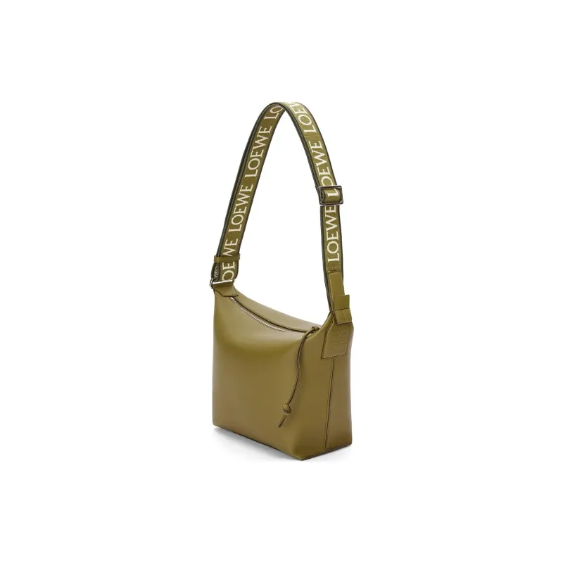 LOEWE Cubi Soft Smooth Cow Leather Shoulder Bag Crossbody Bag Small Size Men's Olive-2