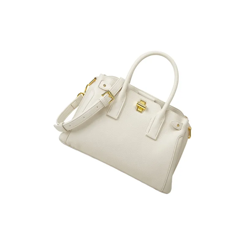 TTaG．baG Cow Leather One Shoulder Handbag Women's White/Black/Khaki/Gray/Blue-1