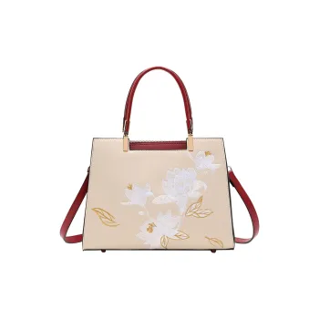 TTaG．baG Cow Leather Boston Bag Handbag Shoulder Bag Regular Women's Ecru/Red