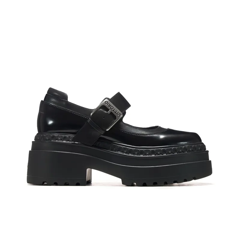 VITTORIO VENTURA Mary Jane Loafers 8cm Women's Black-1