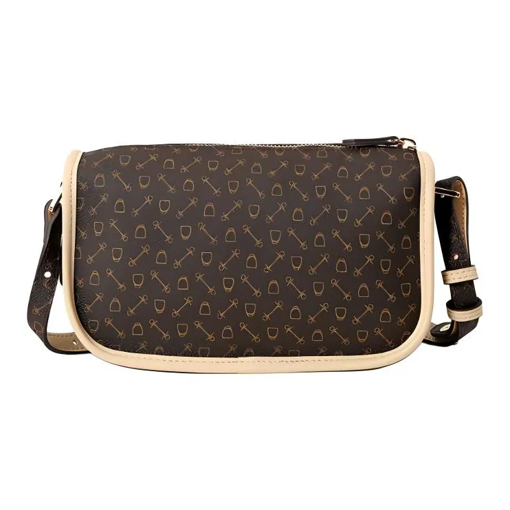 Why Artificial Leather Crossbody Bag, Shoulder Bag Medium Size Women's Coffee/Beige-4