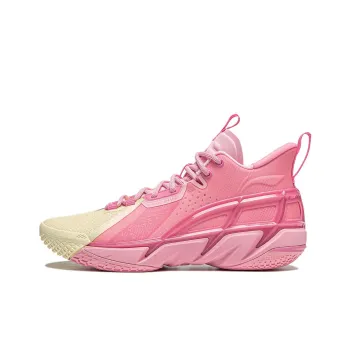 LiNing Anti five 4 Cushioned Wear Resistant Breathable Mid Top Basketball Shoes Men's Pink Yellow