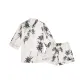 Mid-Sleeved Frog Button Ink Wash Court Bamboo Women's Matching Set