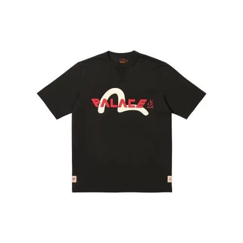 PALACE X EVISU Co-brand T-Shirts Unisex Black