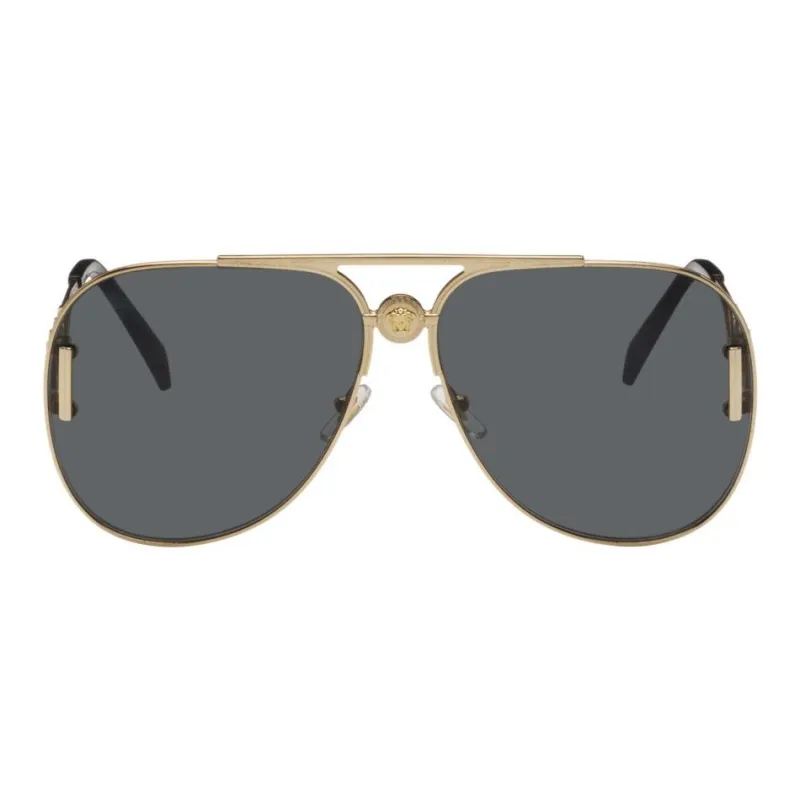 VERSACE Metal Aviator Sunglasses Men's Gold-0