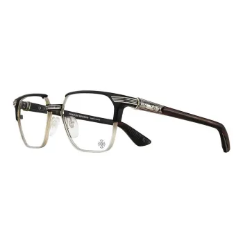 Chrome Hearts Pure Titanium Wood Irregular Shape Eyeglass Frames Unisex Black