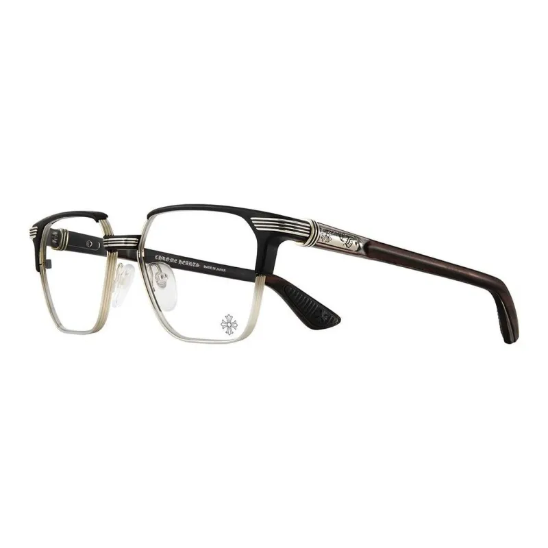 Chrome Hearts Pure Titanium Wood Irregular Shape Eyeglass Frames Unisex Black-0