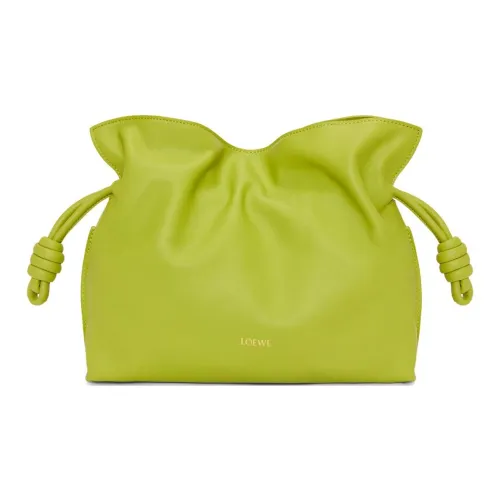 LOEWE Flamenco Napa Calf Leather One Shoulder Crossbody Clutch Medium Size Women's Meadow Green