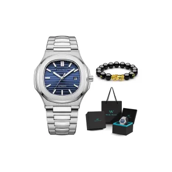 Welly Merck Automatic Mechanical Movement Stainless Steel Strap Watch Men's Watches Blue Dial