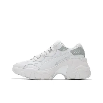 PUMA Pulsar Wedge Durable Breathable Lightweight Low Top Chunky Sneakers Women's Gray White