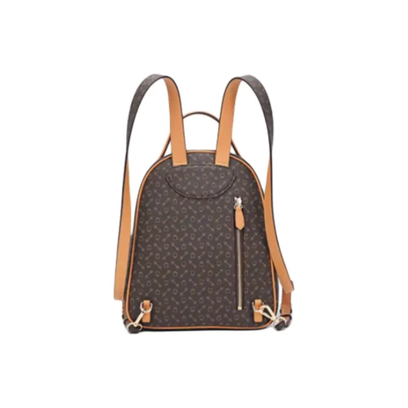Why Artificial Leather Backpack Medium Size Women's Coffee/Beige/Coffee With Caramel-12