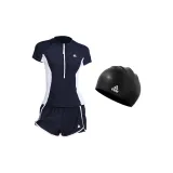 Black Swimsuit+Black Swimming Cap