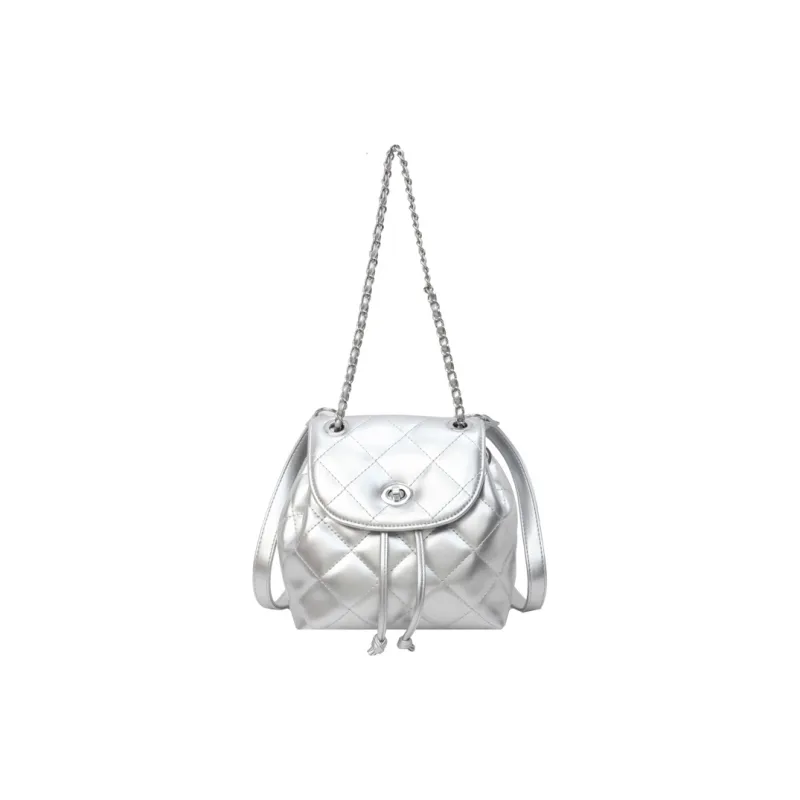 BAODIDAISHU PU Backpack Regular Women's White Silver Black Blue-4