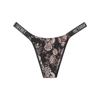 Victoria's Secret VERY SEXY Underpants Women's 1 Pack Black Base Rose Print