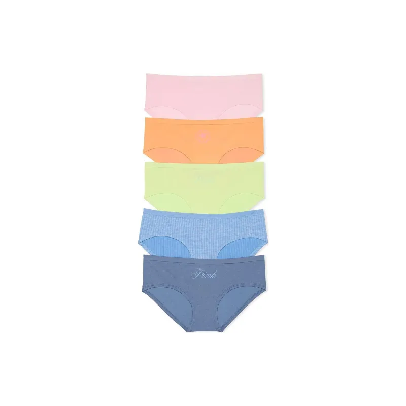 Victoria's Secret PINK 5-PACK SEAMLESS HIPHUGGER PANTIES / SFLG Underpants Women's 5 Pack Multicolor-0