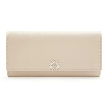 LOEWE Anagram Pebble Texture Calfskin Wallet Women's Light Beige