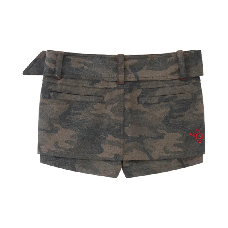 RUNTOTHEFUTURE Casual Short Skirts Women's Army Green Camouflage-1