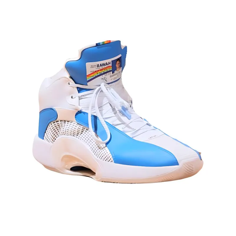 Jordan Air Jordan 35 PE Cushioning Anti-Slip Wear-Resistant Breathability Mid-Top Basketball Shoes Men's White Blue-1