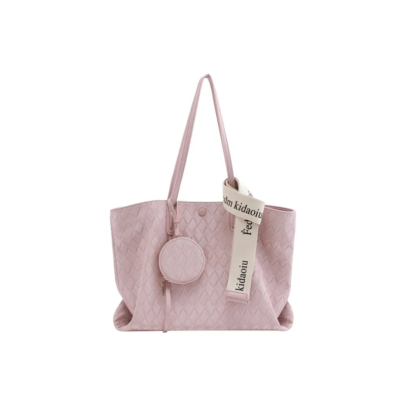 TTaG．baG Microfiber Synthetic Leather Tote Bag Shopping Bag Shoulder Bags Women's White/Pink-2
