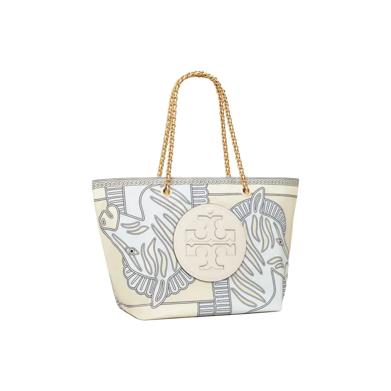 TORY BURCH Ella Recycled Polyester Tote Bag, Shopping Bag, Shoulder Bag, Handbag Women's Blue-1
