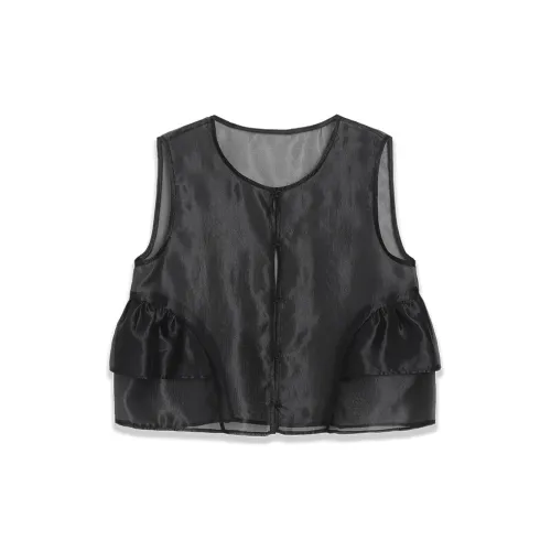 JUSLIN Tank Tops Women's Transparent Black