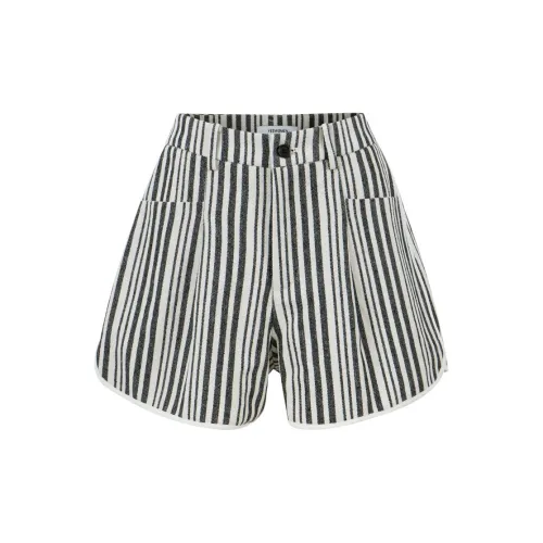 YESWOMEN Casual Shorts Women's Black/White Stripes