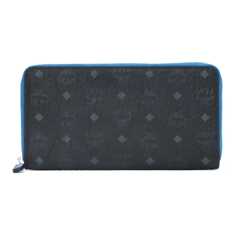 MCM Wallet Visetos Blue Zip Tape Large Black-0