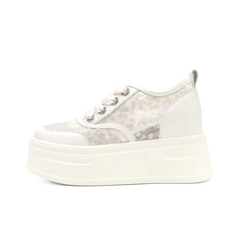 D:FUSE SCANDINAVIA Flat Shoes White Sneakers Low-Top Skateboard Shoes Women's-8