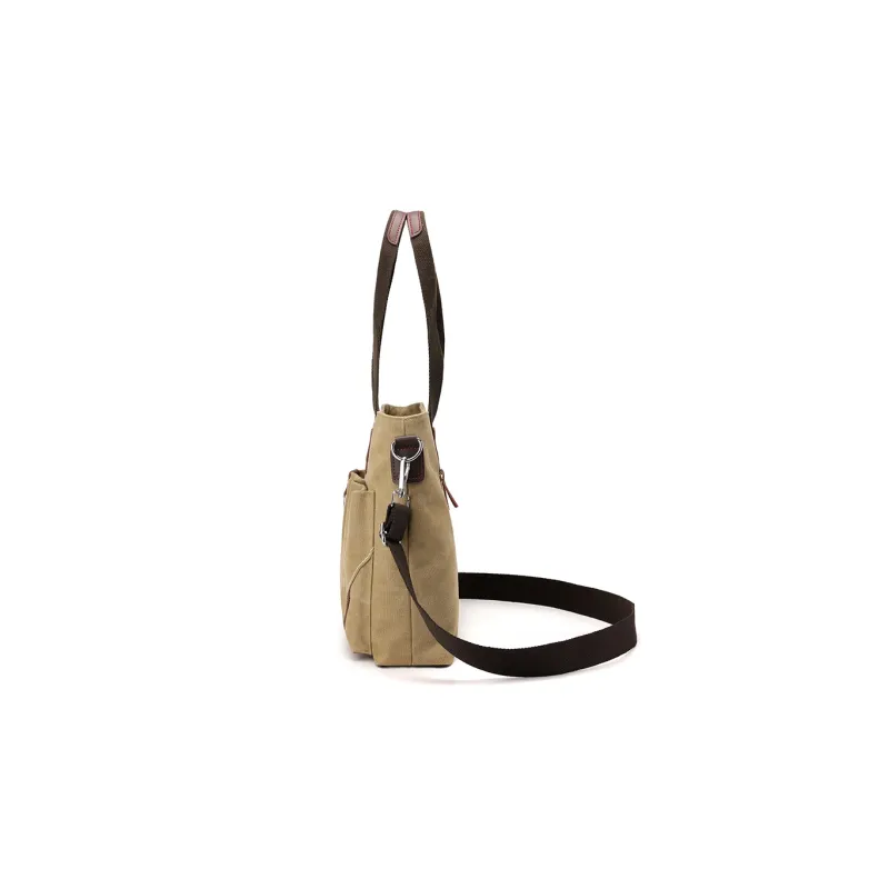 KAMLUI Canvas Canvas Bag Tote Bag Crossbody Bag Shoulder Bag Regular Unisex Black/Khaki/Coffee/-2