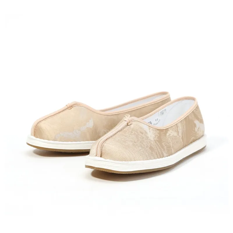 Old Meihua [Floral Era] Casual Single Shoes Women's Gold-2