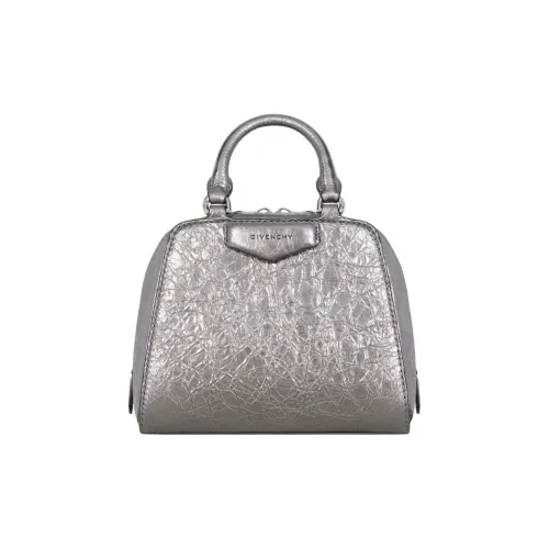 GIVENCHY Antigona Laminated Lambskin Shoulder Bag, Crossbody Bag, Handbag Women's Silver Gray